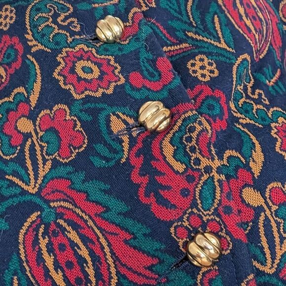 Vintage Crop Paisley Print Tailored Structured Designer Henry Lee Jacket Size 10 - Picture 5 of 14